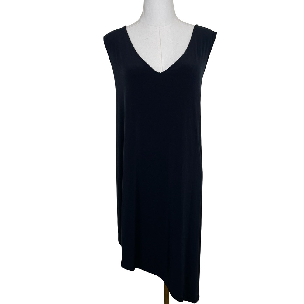 G.I.L.I. Tunic Dress Asymmetrical Hem Sleeveless Women 3X Black V-Neck Stretch